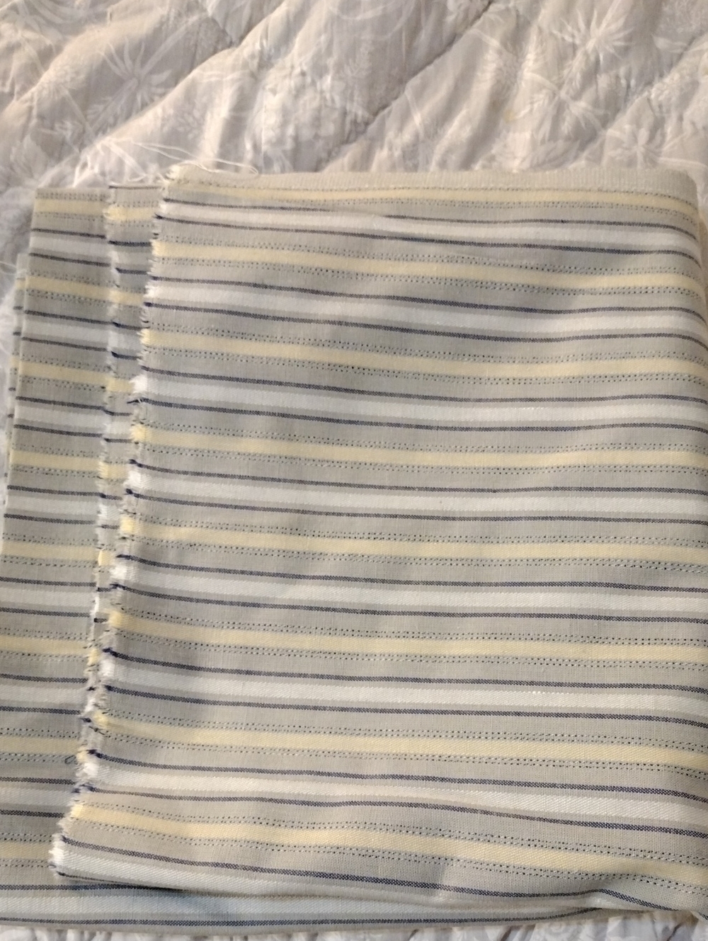 Striped Cotton Fabric Blue And Tan 20x42